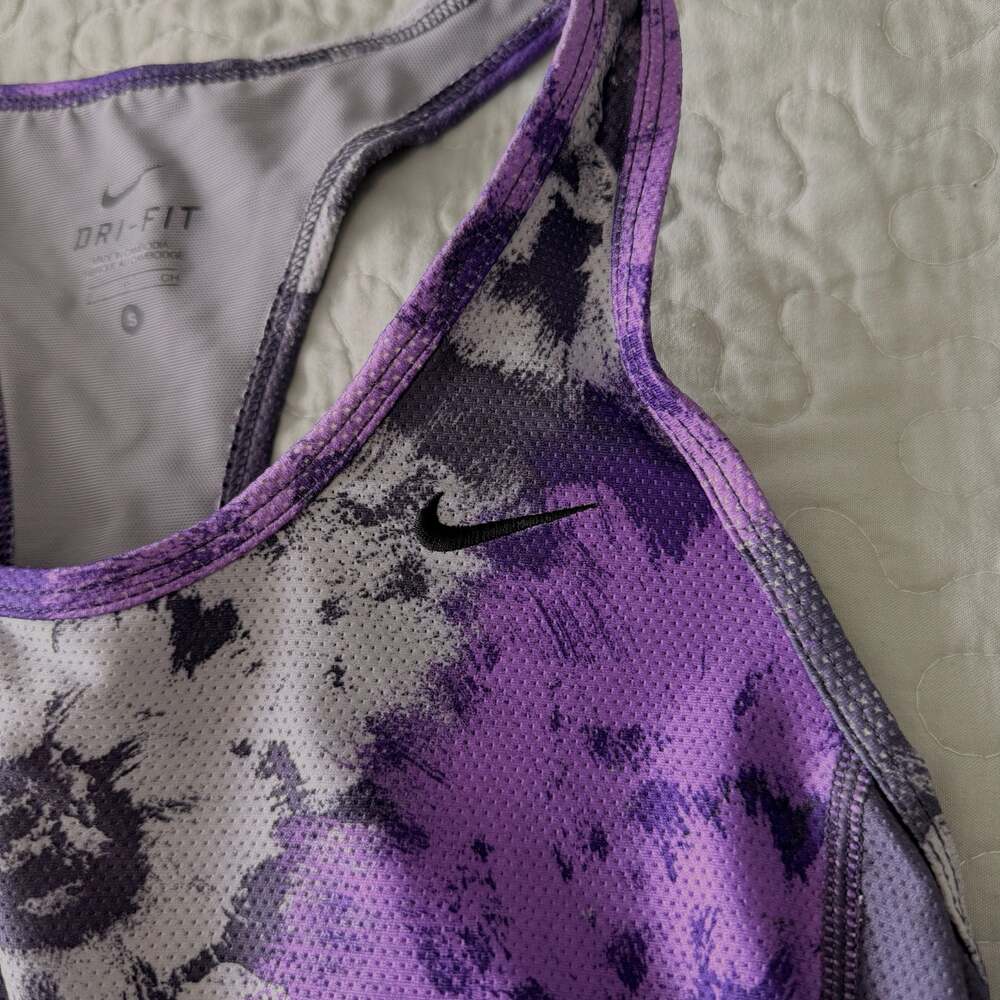 Nike Dri-FIT Purple Gray Floral Print Racerback Tank Top Size S - Picture 4 of 6